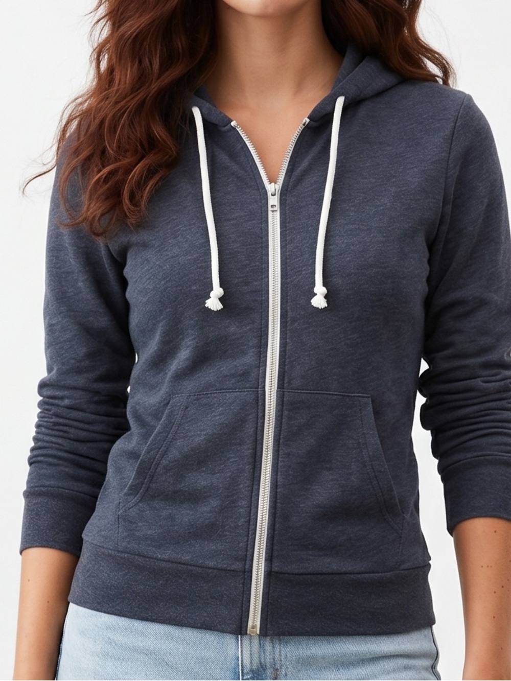 H&M | Heathered Blue Zip Up Hoodie Sz M
